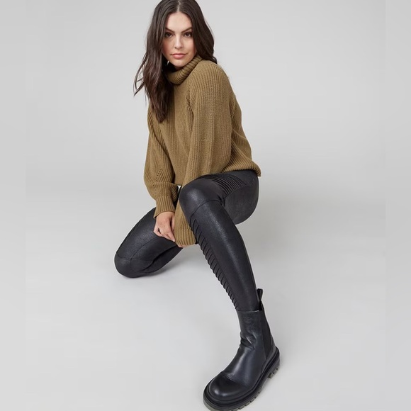 SPANX Other - Spanx Faux Leather Moto Leggings Size M  Shape wear Stretch Pull On Black